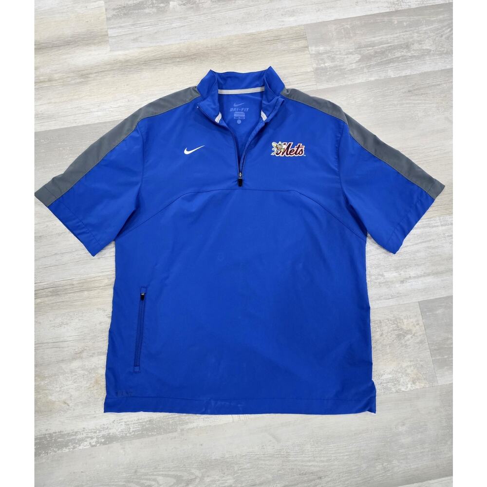 VTG Nike Binghamton Mets Wind Shirt Short Sleeve 1/4 Zip Men’s L - READ